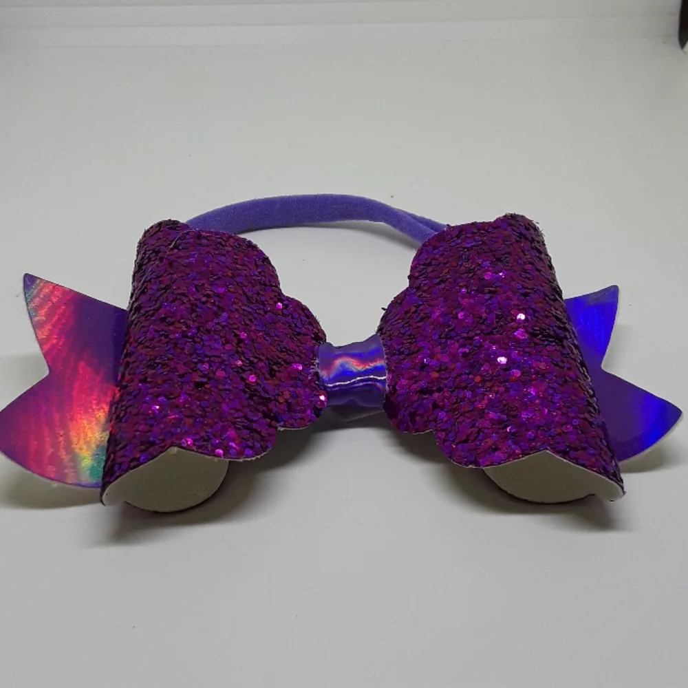 purple glitter bow  headband